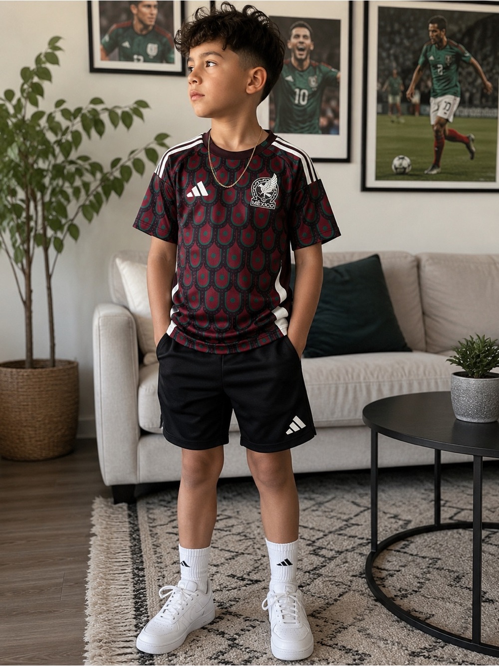 Adidas Mexico 2024 Home Youth Soccer Jersey Aeroready Burgundy Green Size 6